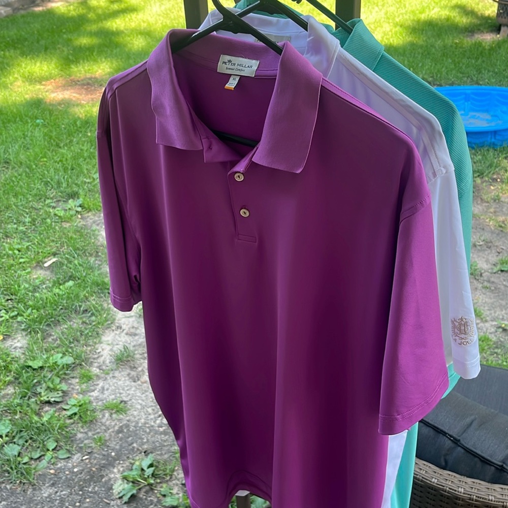 Set of three Peter Millar La Jolla XL golf polos